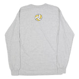 GILDAN Mens Grey Yellow Grizzly Volleyball Long Sleeve Crew Neck T-Shirt M
