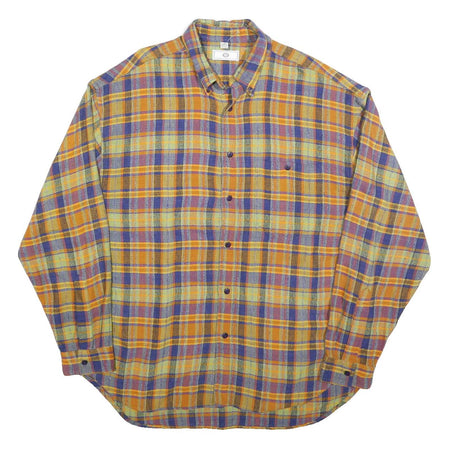 C&A Mens Yellow & Purple Check Shirt XL Casual Cotton Button Long Sleeve