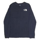 THE NORTH FACE Mens Navy Blue Long Sleeve Crew Neck Cotton T-Shirt M Logo Print