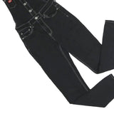 DICKIES Womens Black Cotton Blend Denim Dungarees S W28 L30 Workwear
