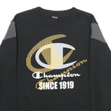 CHAMPION Mens Black & Grey Crew Neck XS Sweatshirt Cotton Blend Long Sleeve