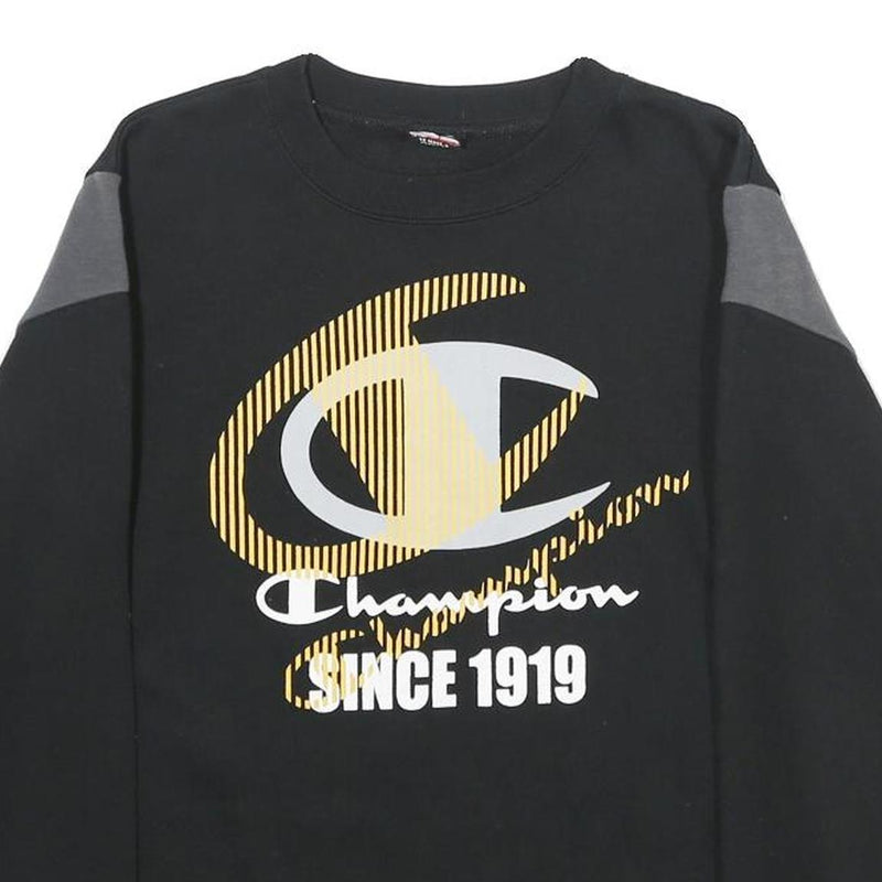 CHAMPION Mens Black & Grey Crew Neck XS Sweatshirt Cotton Blend Long Sleeve