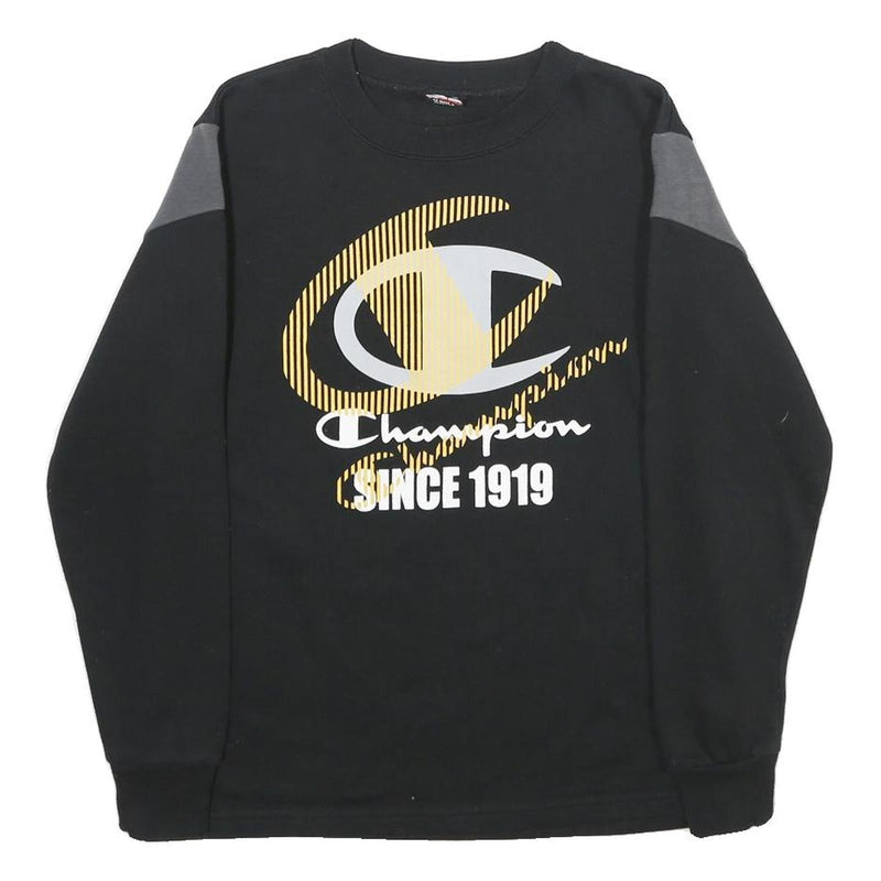 CHAMPION Mens Black & Grey Crew Neck XS Sweatshirt Cotton Blend Long Sleeve