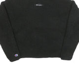 CHAMPION Womens Black Plain Pullover High Neck Chunky Knit S Logo Fleece