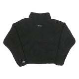 CHAMPION Womens Black Plain Pullover High Neck Chunky Knit S Logo Fleece