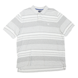 CHAPS Mens Grey & White Striped Short Sleeve Polo Shirt XL Casual Wear