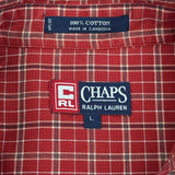 Chaps Ralph Lauren Checked Shirt - Large Red Cotton