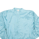 GSR Womens Blue Jacket M Polyester Zip Plain Stylish Ruched Sleeve Lightweight