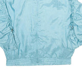 GSR Womens Blue Jacket M Polyester Zip Plain Stylish Ruched Sleeve Lightweight