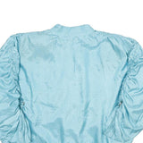 GSR Womens Blue Jacket M Polyester Zip Plain Stylish Ruched Sleeve Lightweight