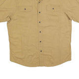 WRANGLER Mens Beige Cotton Blend Short Sleeve Shirt L Casual Workwear