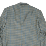 Mens Beige & Blue Check Classic Button Jacket L Polyester Blend Tailored
