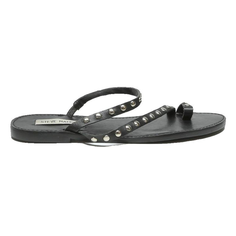 STEVE MADDEN Studded Womens Leather Flat Sandals Black UK 5 Summer Casual