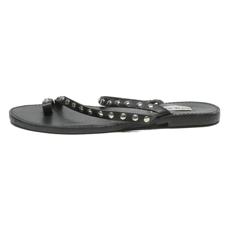 STEVE MADDEN Studded Womens Leather Flat Sandals Black UK 5 Summer Casual