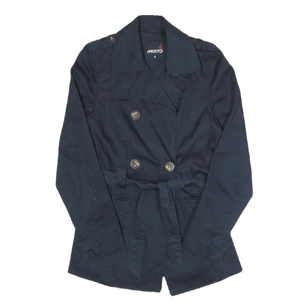 MUSTO Womens Navy Blue Double Breasted Cotton Jacket S Woven Button Closure