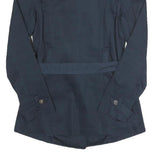 MUSTO Womens Navy Blue Double Breasted Cotton Jacket S Woven Button Closure