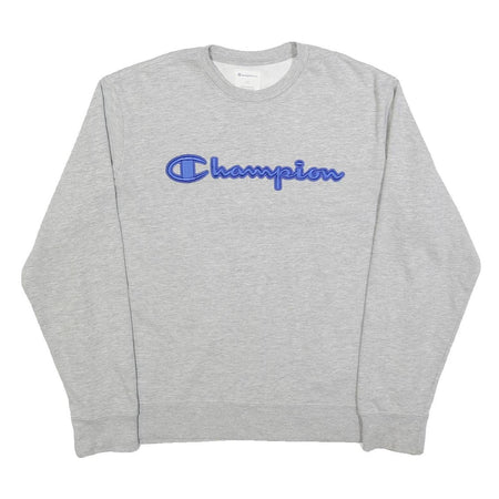 CHAMPION Mens Grey Crew Neck L Sweatshirt Cotton Logo Embroidered Sport