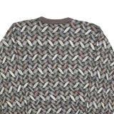 TSR Womens Grey & Brown Patterned Jumper Crew Neck Basic Knit XL Vintage Style