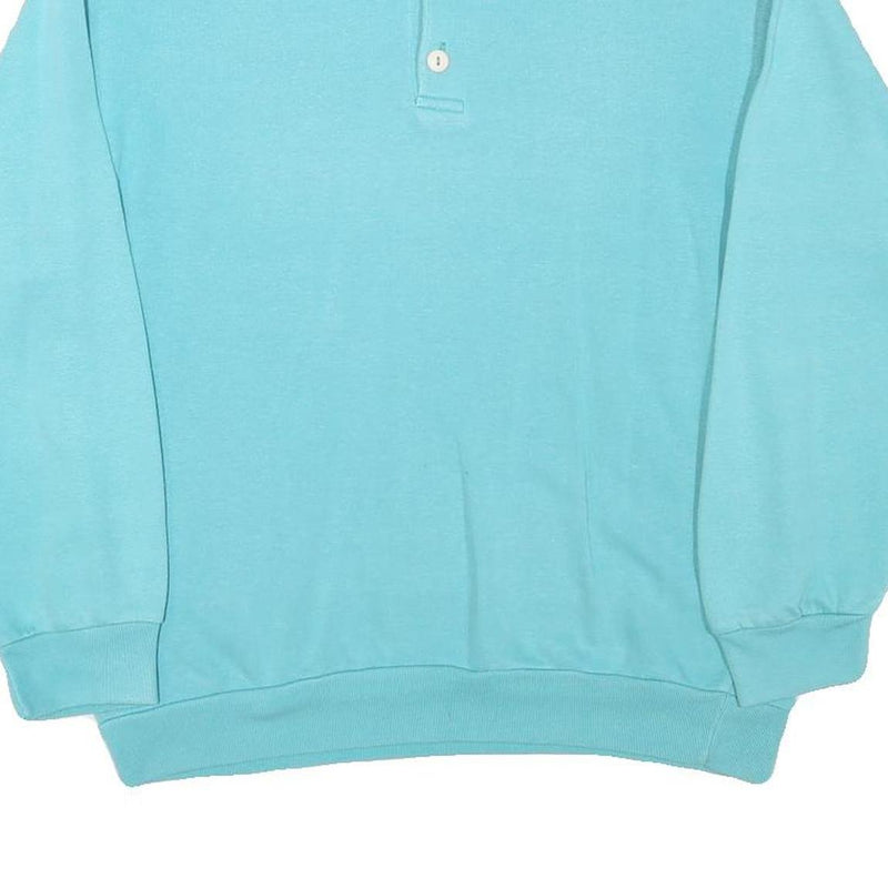 TOP SPIRIT Womens Blue Collared M Cotton Blend Sweatshirt Pullover Casual