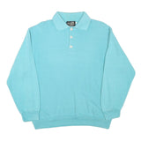 TOP SPIRIT Womens Blue Collared M Cotton Blend Sweatshirt Pullover Casual