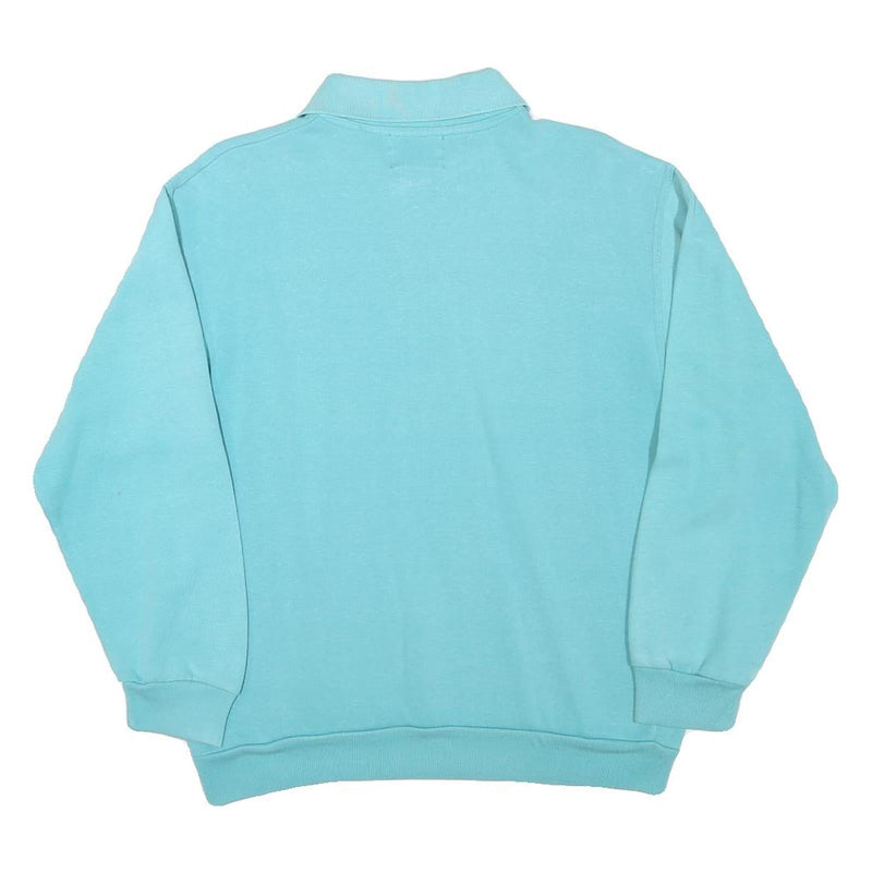 TOP SPIRIT Womens Blue Collared M Cotton Blend Sweatshirt Pullover Casual