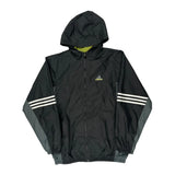 Adidas Striped Windbreaker - XL Grey Polyester