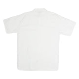 Womens White Cotton Blend Kimono Top Short Sleeve Stand-Up Neck Plain M Casual