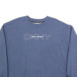 DKNY Womens Blue Cotton Blend Crew Neck XL Sweatshirt Pullover Logo