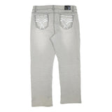 SUKO JEANS Womens Regular Fit Cotton Blend Light Grey Zip W34 L27 Embellished