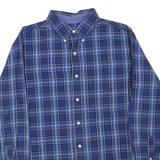 CHAPS Mens Blue Plaid Shirt L Button Down Cotton Blend Casual Classic