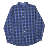 CHAPS Mens Blue Plaid Shirt L Button Down Cotton Blend Casual Classic