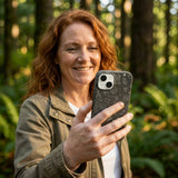 Black Astronomy iPhone 14 Case - Lifestyle photo showing phone case in use