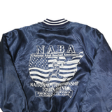 HARTWELL SPORTS Mens Navy Blue Baseball Association Button Jacket L Nylon Satin