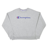 CHAMPION Womens Grey Cotton Blend Crew Neck L Sweatshirt Logo