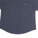 BIG TRAMP Mens Blue Check Shirt XL Cotton Short Sleeve Casual Button Up