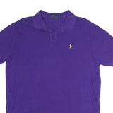 POLO RALPH LAUREN Mens Purple Short Sleeve Plain Polo Shirt L Cotton Classic