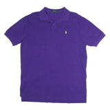 POLO RALPH LAUREN Mens Purple Short Sleeve Plain Polo Shirt L Cotton Classic