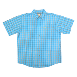 WRANGLER Mens Blue Check Shirt XL Cotton Blend Casual Button-Down Short Sleeve