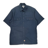 Carhartt Short Sleeve Shirt - Large Blue Polyester Blend