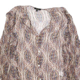 MASSIMO DUTTI Womens Printed Blouse Long Sleeve V-Neck L Lightweight