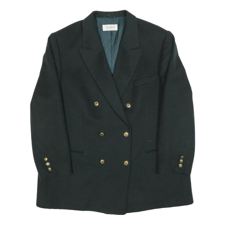 DELMOD Womens Black Wool Blend Double Breasted Jacket L Woven Classic Blazer