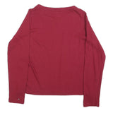 TOMMY HILFIGER Womens Red Long Sleeve Crew Neck T-Shirt XS Cotton Blend Logo