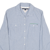 TOMMY HILFIGER Womens Blue Shirt L Cotton Blend Casual Button-Up Double Pocket