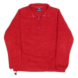 LANDS END Womens Red Polyester Plain Pullover Jumper Crew Neck M Winter Layer