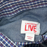 Lacoste Checked Short Sleeve Shirt - Medium Blue Cotton