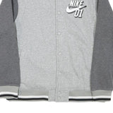 NIKE Boys Grey & Dark Grey Varsity Jacket XL Cotton Blend Button Bomber Plain