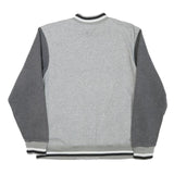 NIKE Boys Grey & Dark Grey Varsity Jacket XL Cotton Blend Button Bomber Plain