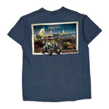 Harley Davidson Graphic T-Shirt - Medium Blue Cotton