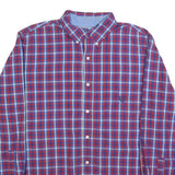CHAPS Mens Red & Blue Checked Shirt L Button Down Cotton Blend Casual Long