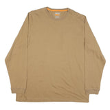 TIMBERLAND PRO Mens Beige Long Sleeve Crew Neck Cotton Blend 2XL Logo Sleeve